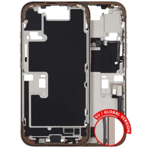 Mid-Frame Housing W/ Charging Port Flex & Small Parts For iPhone 16 Pro (EU / Global Version) (Used OEM Pull: Grade A) (Desert Titanium)