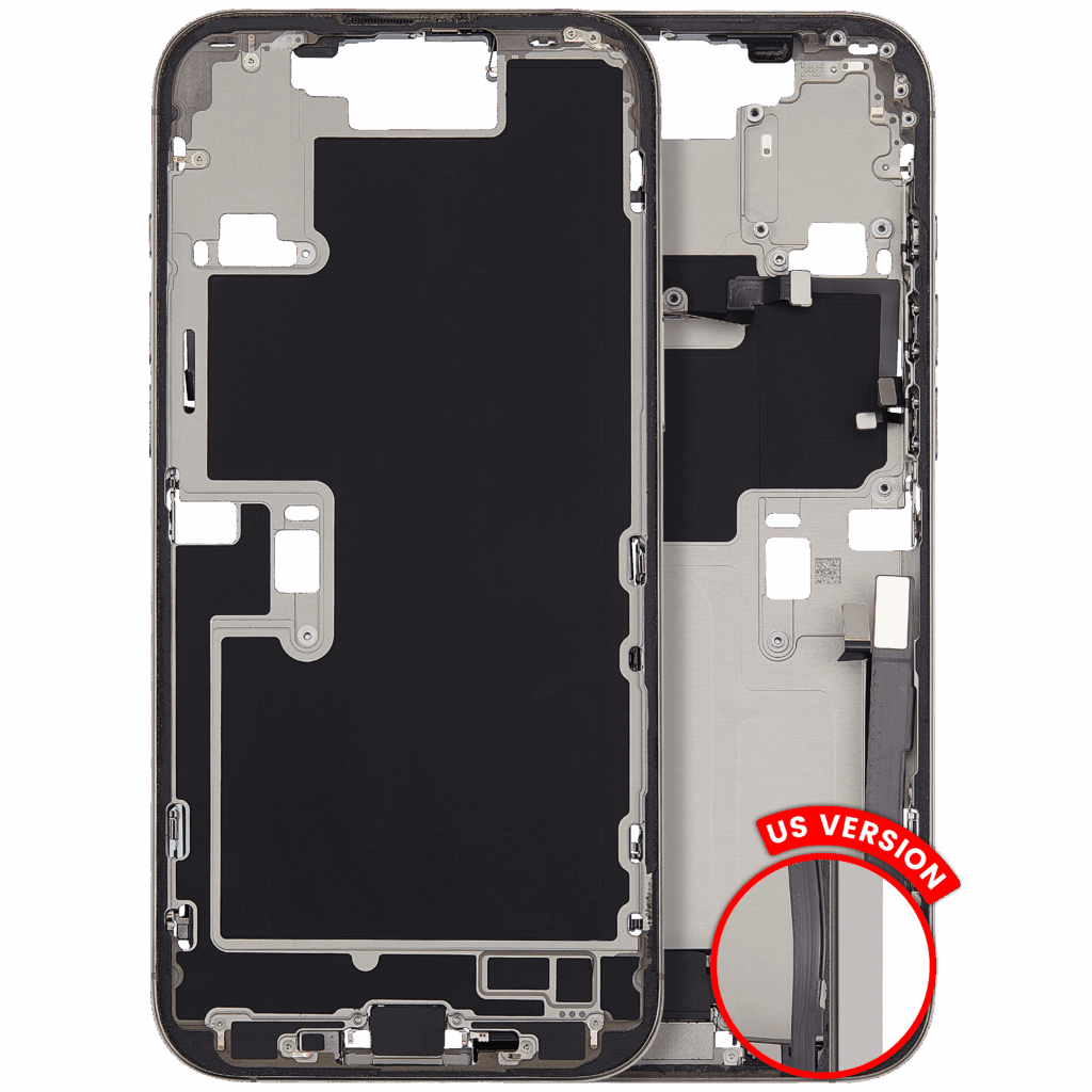 Mid-Frame Housing W/ Charging Port Flex & Small Parts For iPhone 16 Pro Max (US Version) (Used OEM Pull: Grade A) (Natural Titanium)