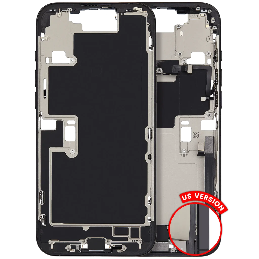 Mid-Frame Housing W/ Charging Port Flex & Small Parts For iPhone 16 Pro Max (US Version) (Used OEM Pull: Grade C) (Black Titanium)