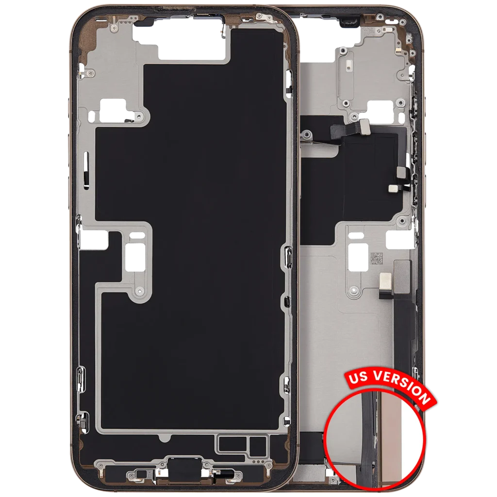 Mid-Frame Housing W/ Charging Port Flex & Small Parts For iPhone 16 Pro Max (US Version) (Used OEM Pull: Grade C) (Desert Titanium)