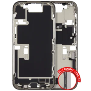 Mid-Frame Housing W/ Charging Port Flex & Small Parts For iPhone 16 Pro (EU / Global Version) (Used OEM Pull: Grade C) (Natural Titanium)