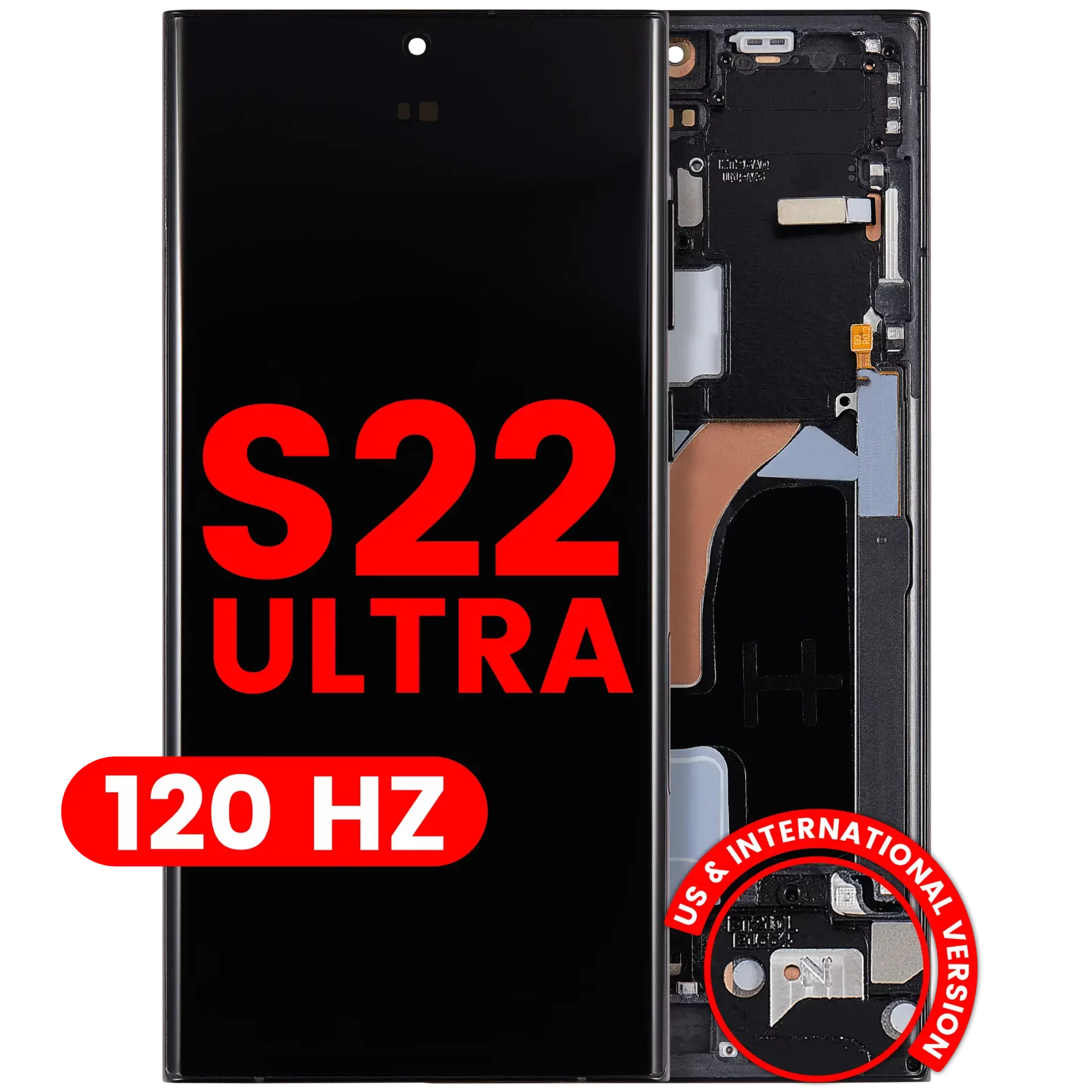OLED Assembly With Frame For Samsung Galaxy S22 Ultra 5G (US & International Version) (Aftermarket Pro) (120Hz) (Graphite / Sky Blue / Red)