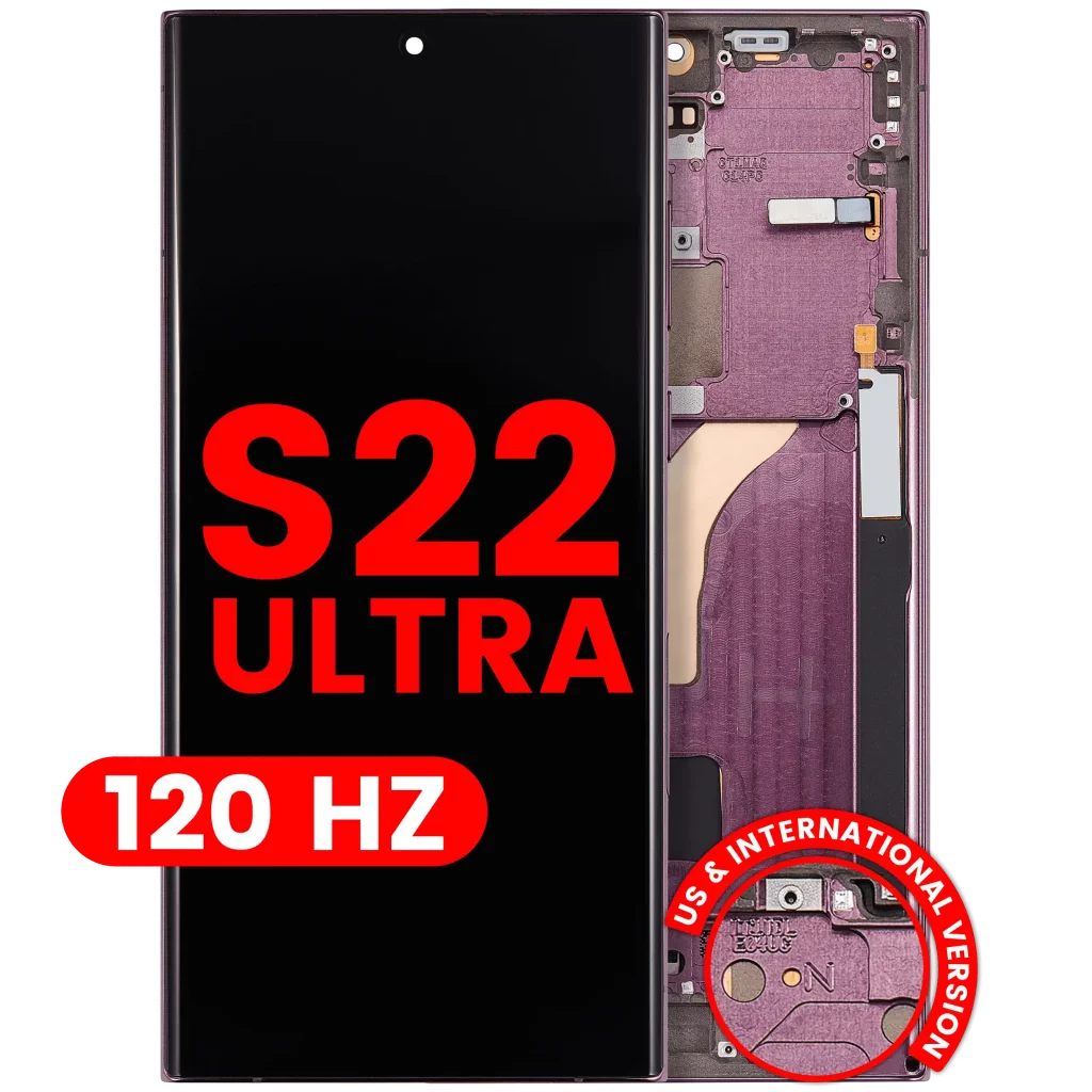 OLED Assembly With Frame For Samsung Galaxy S22 Ultra 5G (US & International Version) (Aftermarket Pro) (120Hz) (Burgundy)