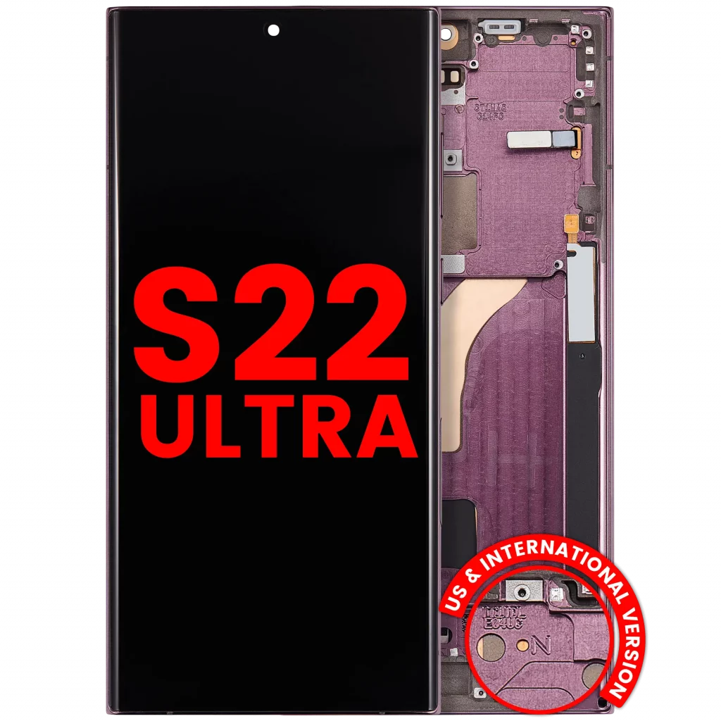 OLED Assembly With Frame For Samsung Galaxy S22 Ultra 5G (US & International Version) (Aftermarket Plus) (Burgundy)