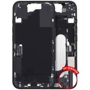 Mid-Frame Housing W/ Charging Port Flex & Small Parts For iPhone 16 (US Version) (Used OEM Pull: Grade C) (Black)