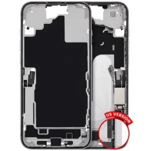 Mid-Frame Housing W/ Charging Port Flex & Small Parts For iPhone 16 Plus (US Version) (Used OEM Pull: Grade B) (White)