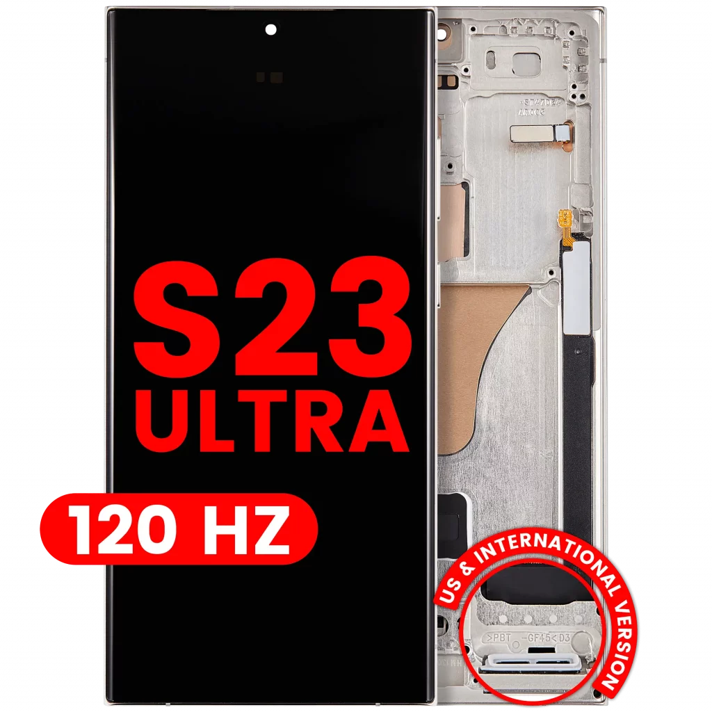 OLED Assembly With Frame For Samsung Galaxy S23 Ultra (US & International) (Aftermarket Pro) (120Hz) (Cream)