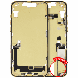 Mid-Frame Housing W/ Charging Port Flex & Small Parts For iPhone 14 Plus (US Version) (Used OEM Pull: Grade A) (Yellow)