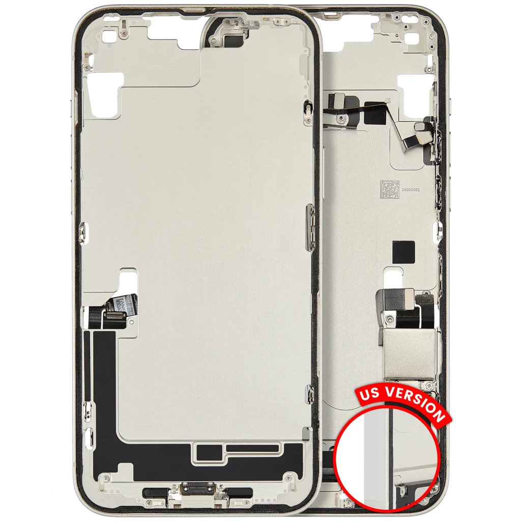 Mid-Frame Housing W/ Charging Port Flex & Small Parts For iPhone 14 Plus (US Version) (Used OEM Pull: Grade B) (Starlight)