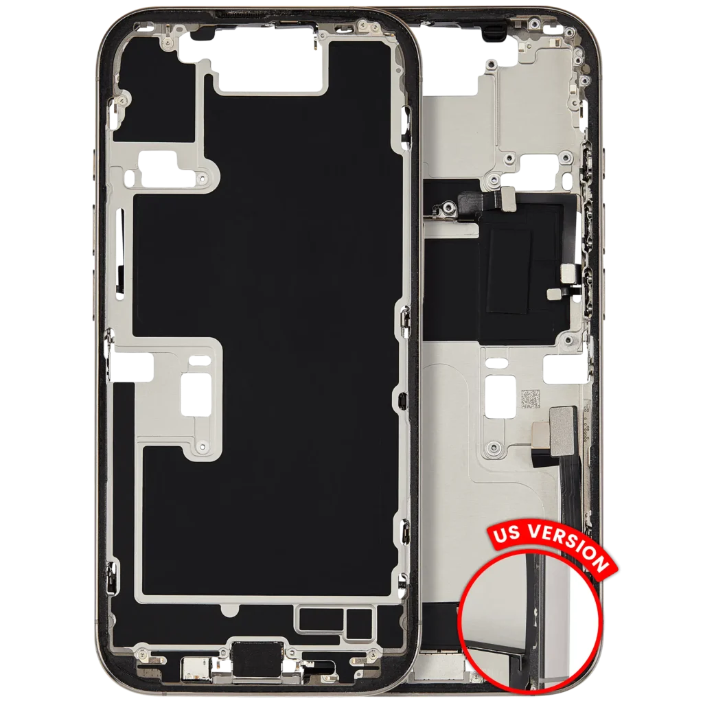 Mid-Frame Housing W/ Charging Port Flex & Small Parts For iPhone 16 Pro (US Version) (Used OEM Pull: Grade C) (Natural Titanium)