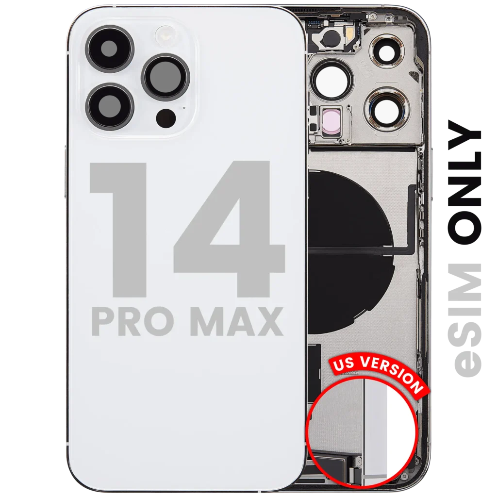 Back Housing W/ Charging Port Flex & Small Parts For iPhone 14 Pro Max (US Version) (Used OEM Pull: Grade C) (Silver)