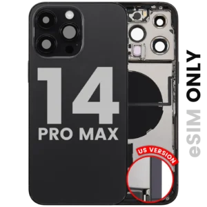 Back Housing W/ Charging Port Flex & Small Parts For iPhone 14 Pro Max (US Version) (Used OEM Pull: Grade C) (Space Black)