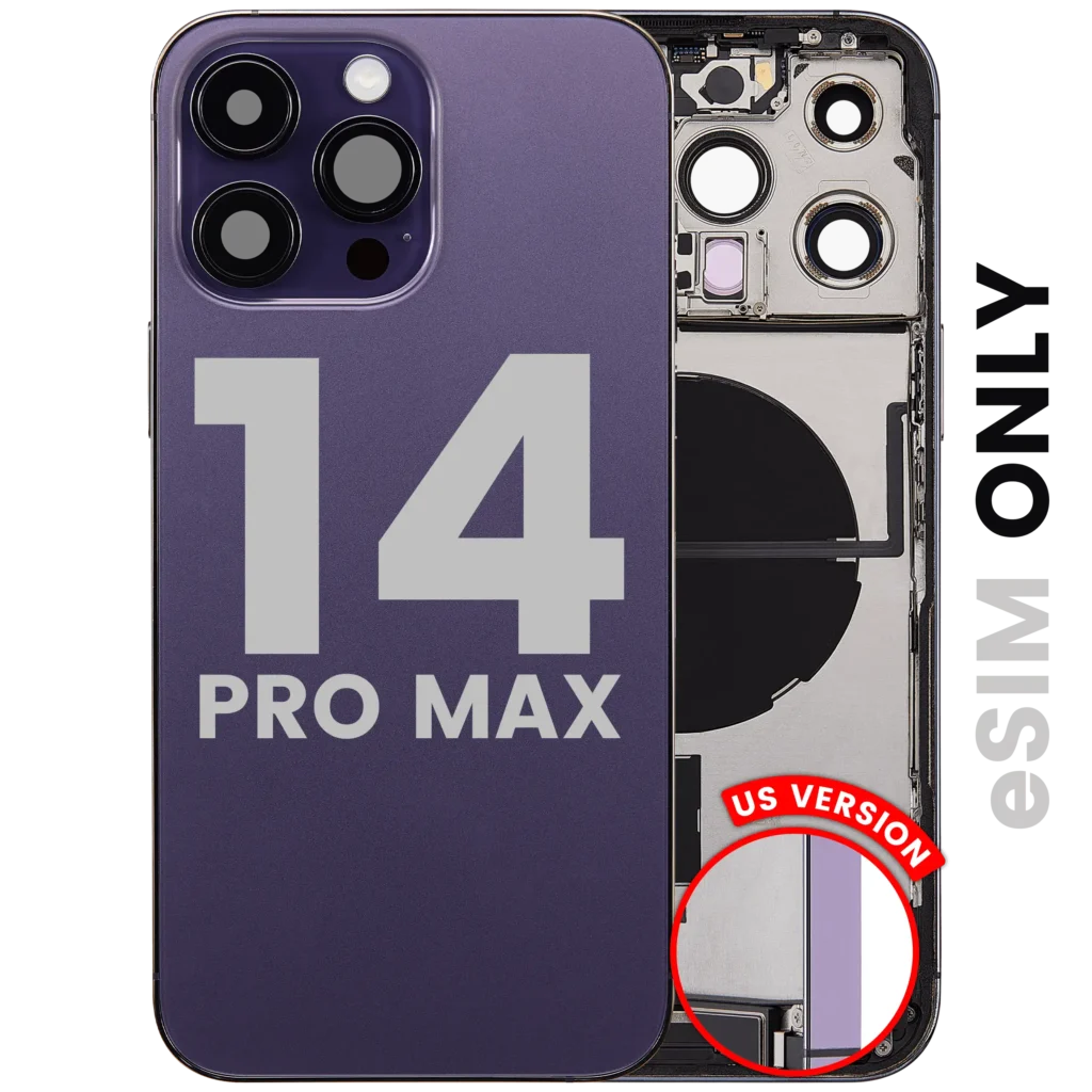 Back Housing W/ Charging Port Flex & Small Parts For iPhone 14 Pro Max (US Version) (Used OEM Pull: Grade B) (Deep Purple)