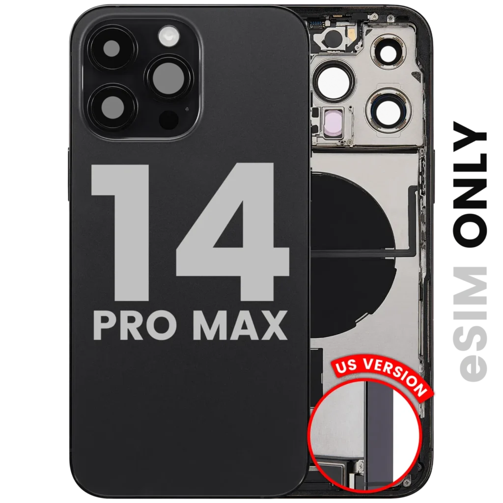 Back Housing W/ Charging Port Flex & Small Parts For iPhone 14 Pro Max (US Version) (Used OEM Pull: Grade A) (Space Black)