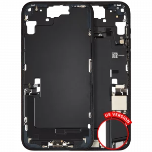 Mid-Frame Housing W/ Charging Port Flex & Small Parts For iPhone 15 Plus (US Version) (Used OEM Pull: Grade B) (Black)