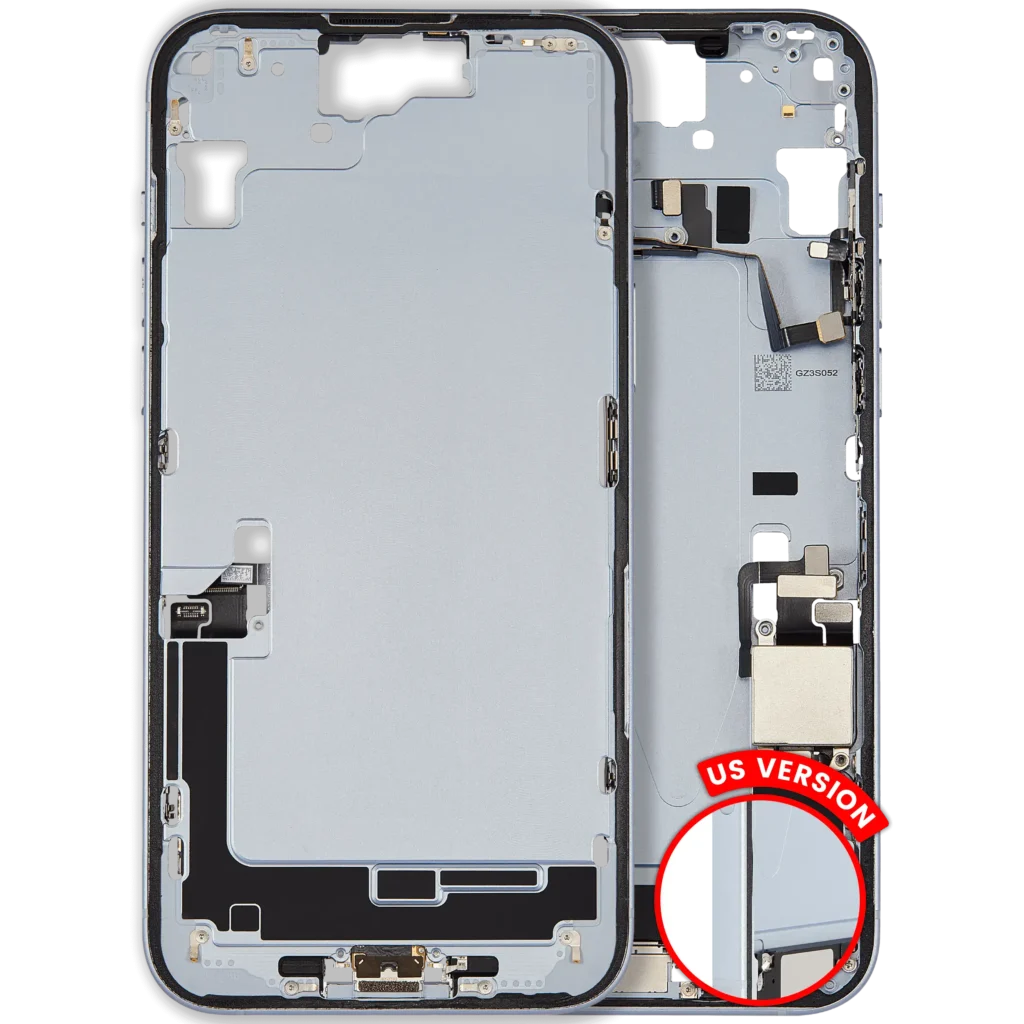 Mid-Frame Housing W/ Charging Port Flex & Small Parts For iPhone 15 Plus (US Version) (Used OEM Pull: Grade B) (Blue)