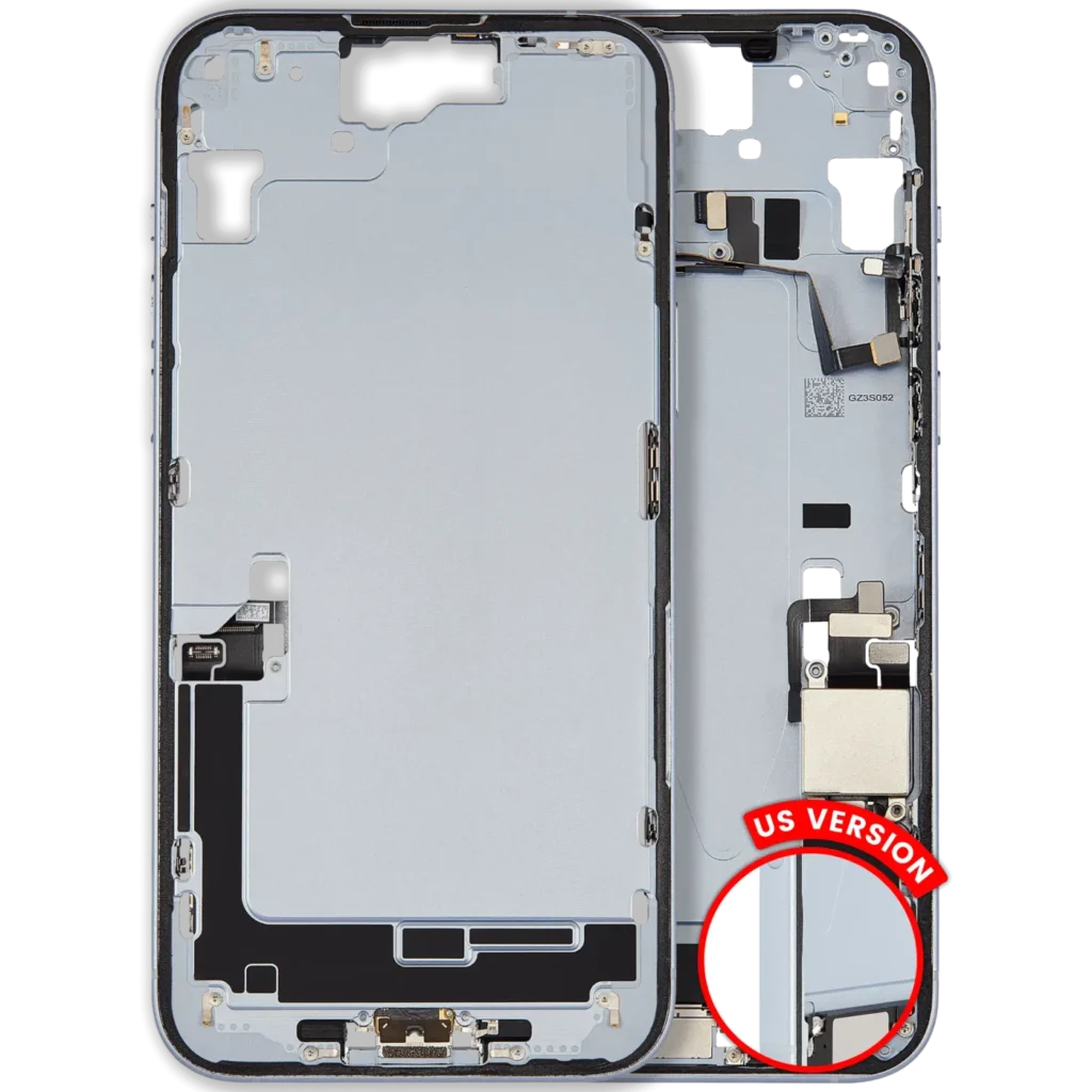 Mid-Frame Housing W/ Charging Port Flex & Small Parts For iPhone 15 Plus (US Version) (Used OEM Pull: Grade C) (Blue)