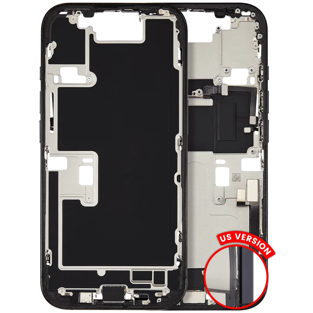 Mid-Frame Housing W/ Charging Port Flex & Small Parts For iPhone 16 Pro (US Version) (Used OEM Pull: Grade C) (Black Titanium)