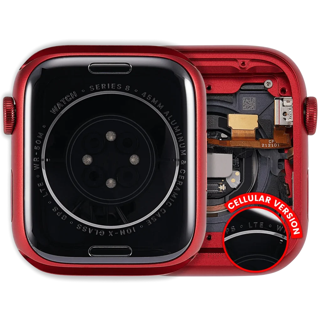 Housing Assembly Compatible For Watch Series 8 (45MM) (Used OEM Pull: Grade A) (Cellular Version) (Aluminum / Red)