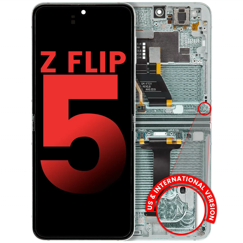 Inner OLED Assembly With Frame Compatible For Samsung Galaxy Z Flip 5 5G (F731) (US & International) (Aftermarket Plus) (Mint)