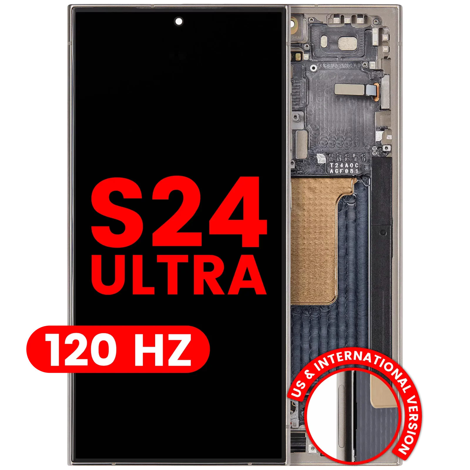 OLED Assembly With Frame For Samsung Galaxy S24 Ultra (US & International Version) (Aftermarket Plus) (120Hz) (Titanium Gray)