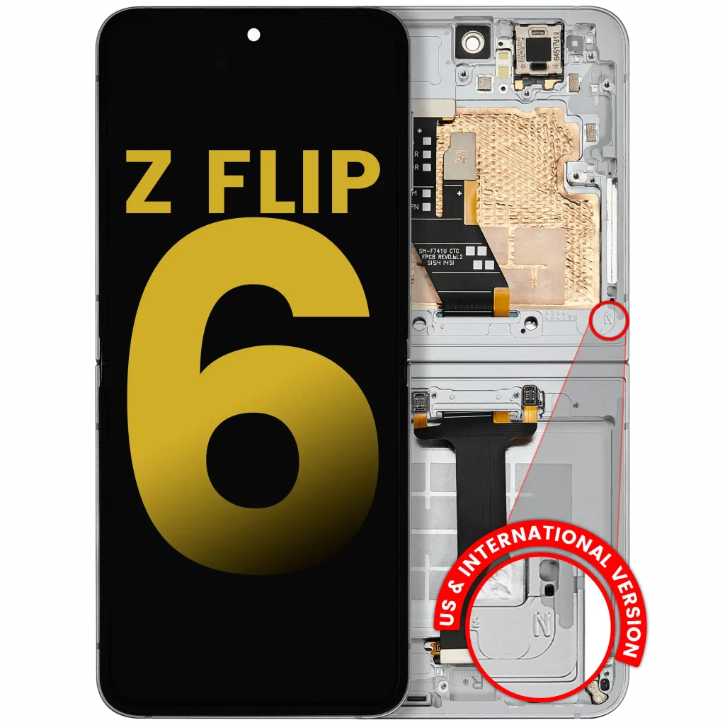 Inner OLED Assembly With Frame Compatible For Samsung Galaxy Z Flip 6 5G (F741) (US & International) (Refurbished) (White)