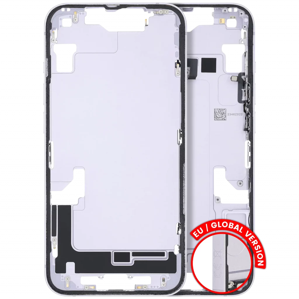 Mid-Frame Housing W/ Small Parts For iPhone 14 (EU / Global Version) (Used OEM Pull: Grade B) (Purple)