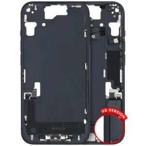 Mid-Frame Housing W/ Charging Port Flex & Small Parts For iPhone 15 (US Version) (Used OEM Pull: Grade B) (Black)