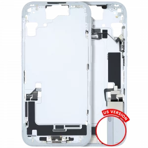 Mid-Frame Housing W/ Charging Port Flex & Small Parts For iPhone 15 (US Version) (Used OEM Pull: Grade B) (Blue)