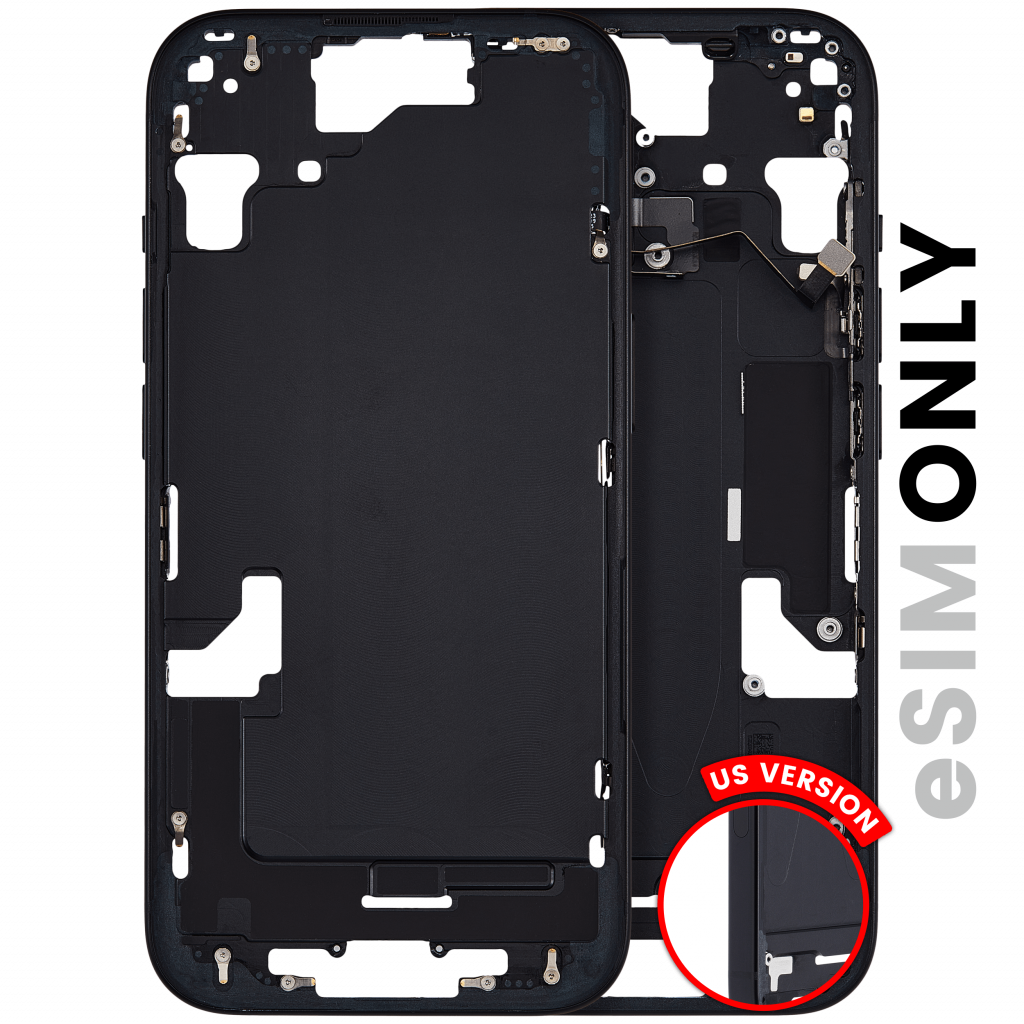 Mid-Frame Housing W/ Small Parts For iPhone 15 (US Version) (Used OEM Pull: Grade B) (Black)