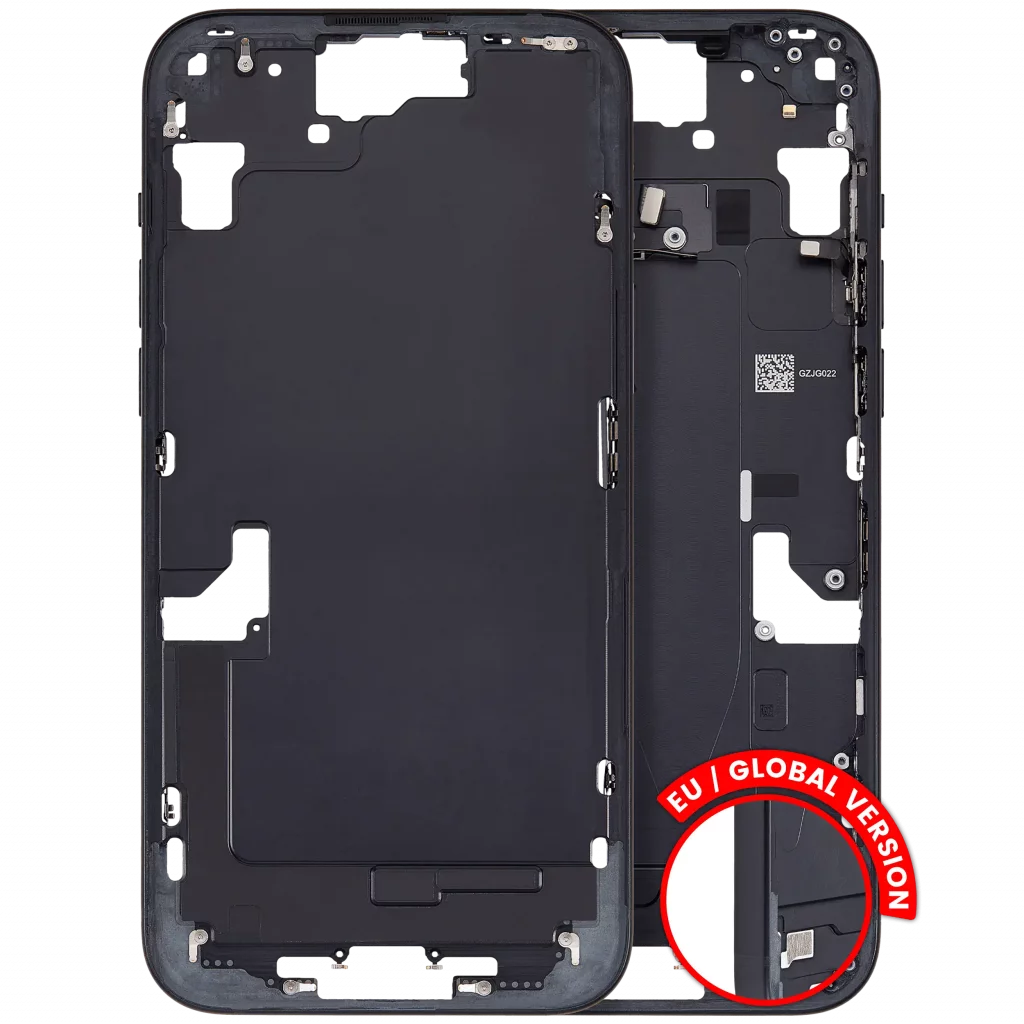 Mid-Frame Housing W/ Small Parts For iPhone 15 Plus (EU / Global Version) (Used OEM Pull: Grade C) (Black)