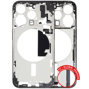 Mid-Frame Housing W/ Small Parts For iPhone 15 Pro (EU / Global Version) (Used OEM Pull: Grade A) (Black Titanium)