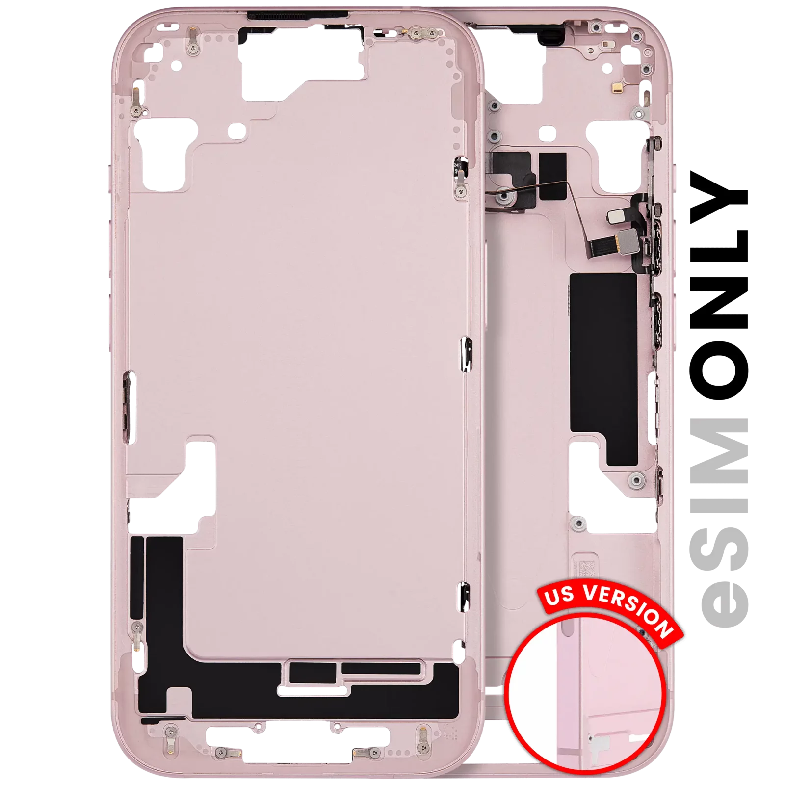 Mid-Frame Housing W/ Small Parts For iPhone 15 (US Version) (Used OEM Pull: Grade A) (Pink)