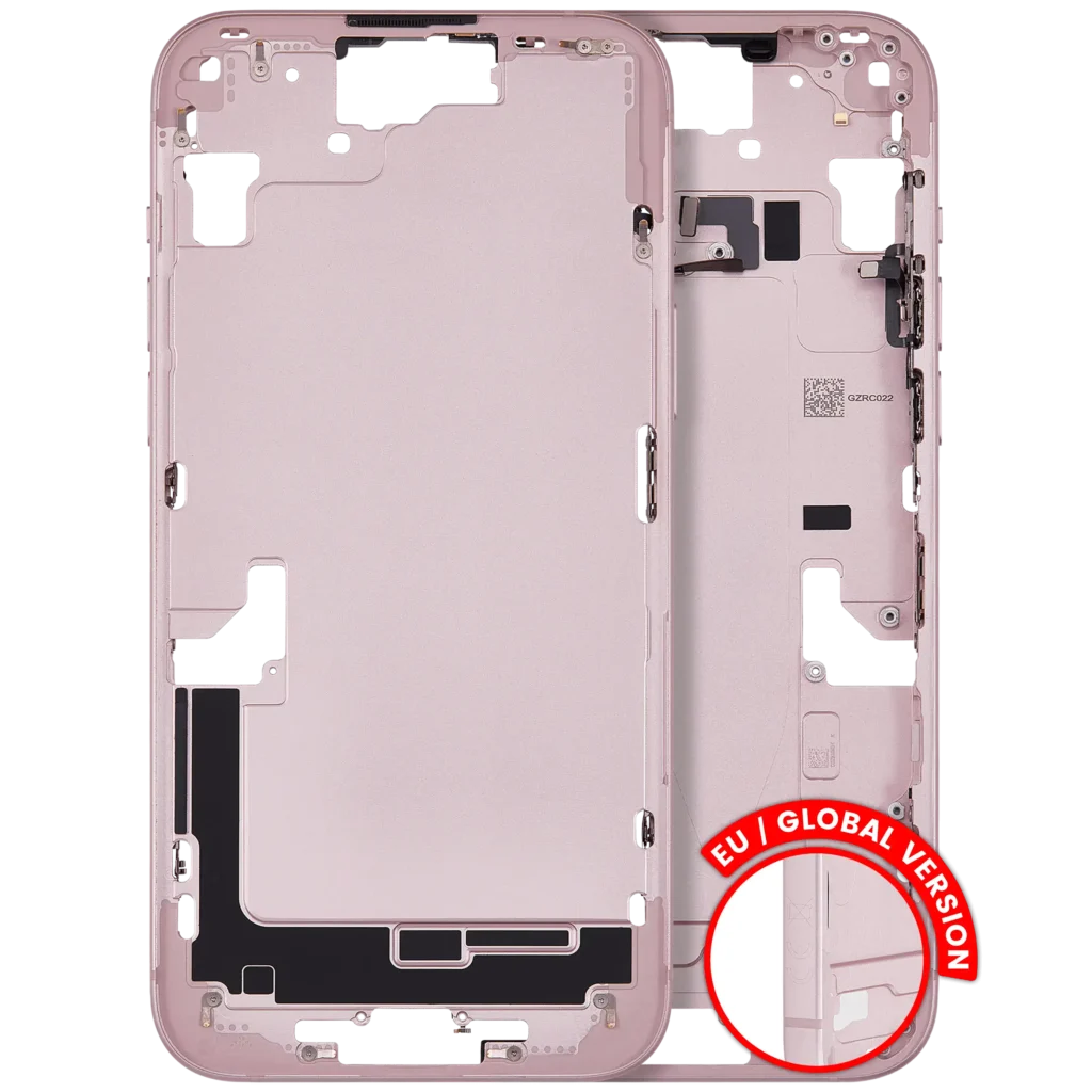 Mid-Frame Housing W/ Small Parts For iPhone 15 Plus (EU / Global Version) (Used OEM Pull: Grade A) (Pink)