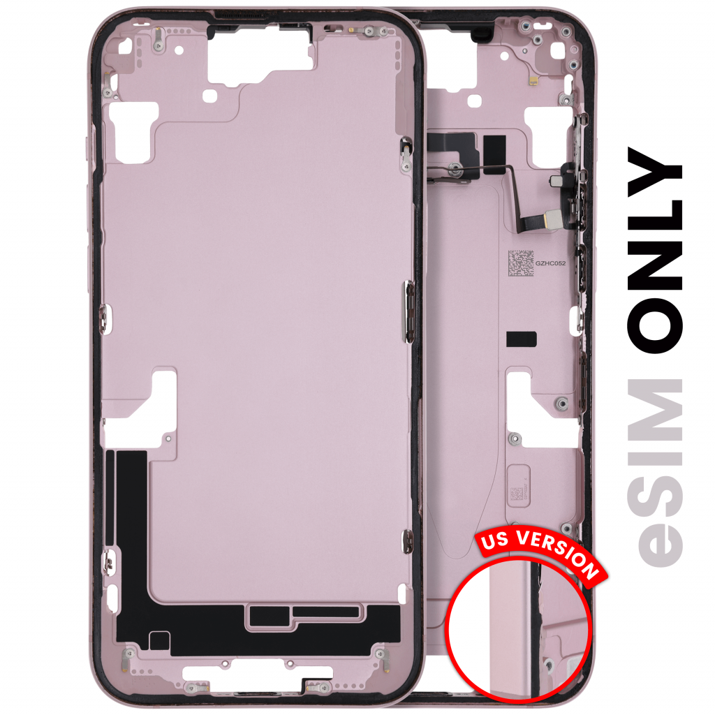 Mid-Frame Housing W/ Small Parts For iPhone 15 Plus (US Version) (Used OEM Pull: Grade A) (Pink)