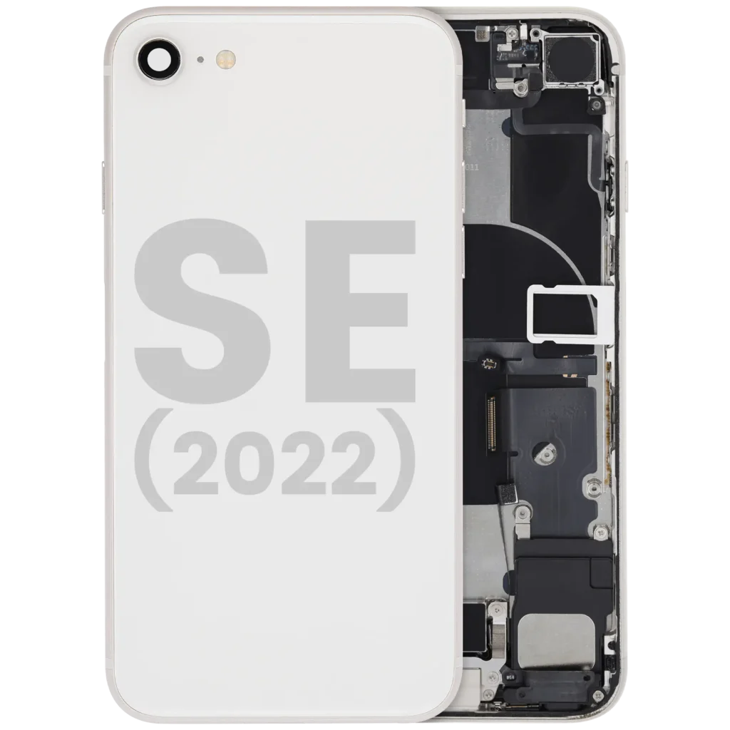 Back Housing W/ Charging Port Flex and Small Components Pre-Installed For iPhoneone SE (2022) (Used OEM Pull: Grade C) (Starlight)