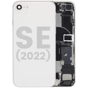 Back Housing W/ Charging Port Flex and Small Components Pre-Installed For iPhoneone SE (2022) (Used OEM Pull: Grade C) (Starlight)