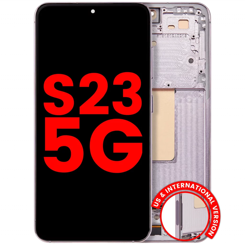 OLED Assembly With Frame For Samsung Galaxy S23 5G (US & International) (Aftermarket Plus) (Pink / Lavender)