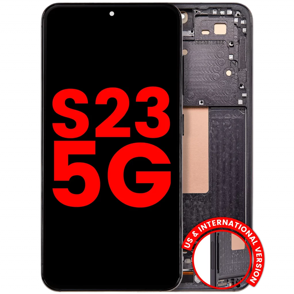 OLED Assembly With Frame For Samsung Galaxy S23 5G (US & International) (Aftermarket Plus) (Phantom Black)