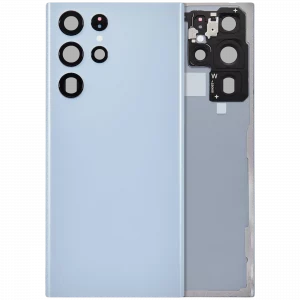 Back Cover Glass With Camera Lens For Samsung Galaxy S22 Ultra 5G (No Logo) (Aftermarket Plus) (Sky Blue)