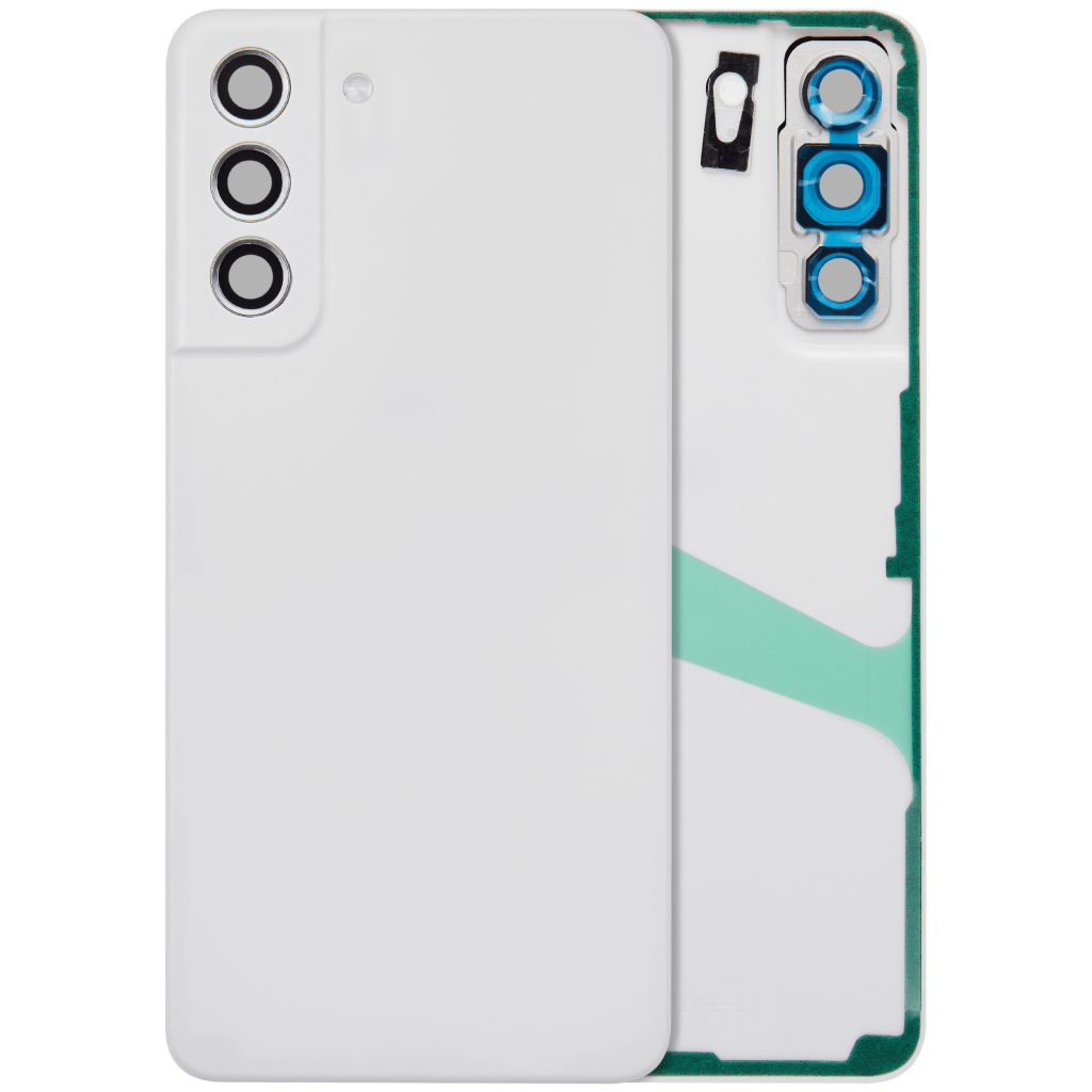 Back Cover Glass With Camera Lens For Samsung Galaxy S21 FE 5G (No Logo) (Aftermarket Plus) (White)