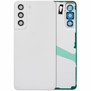 Back Cover Glass With Camera Lens For Samsung Galaxy S21 FE 5G (No Logo) (Aftermarket Plus) (White)