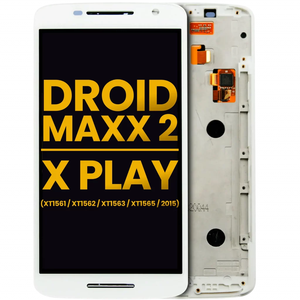 LCD Assembly With Frame For Motorola Droid Maxx 2 (XT1565 / 2015) , Moto X Play (XT1561 / XT1562 / XT1563 ) (Refurbished) (White)