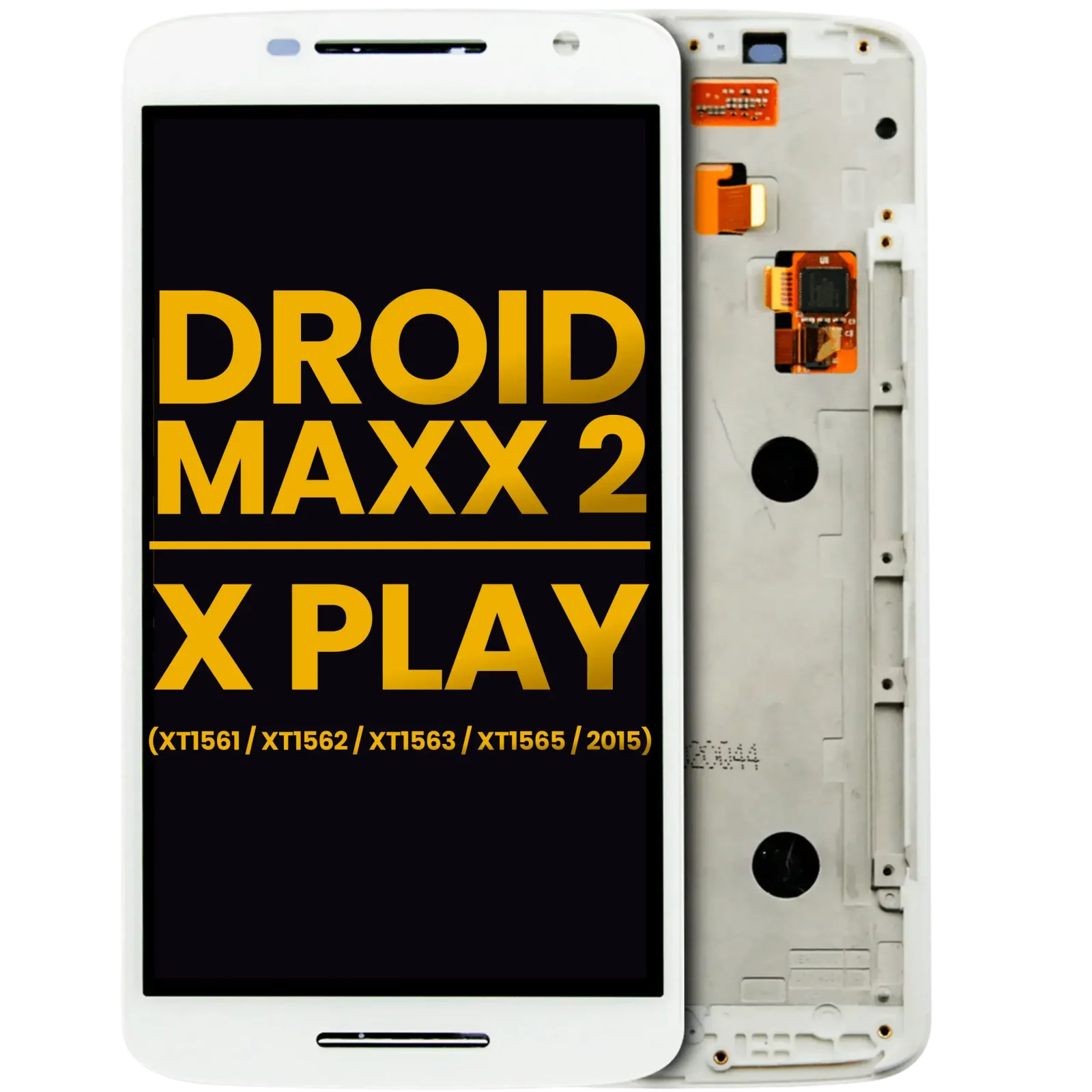 LCD Assembly With Frame For Motorola Droid Maxx 2 (XT1565 / 2015) , Moto X Play (XT1561 / XT1562 / XT1563 ) (Refurbished) (White)