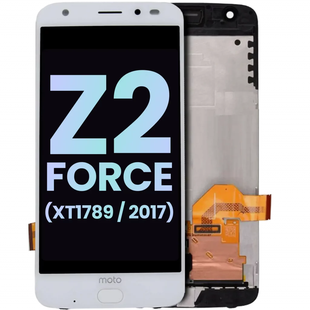 OLED Assembly With Frame And Fingerprint Scanner For Motorola Moto Z2 Force (XT1789 / 2017) (Genuine OEM) (White)