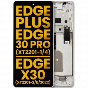 OLED Assembly With Frame For Motorola Moto Edge Plus / Edge 30 Pro (XT2201-1/4) / Edge X30 5G (XT2201-2/6 /2022) (Refurbished) (Stardust White)