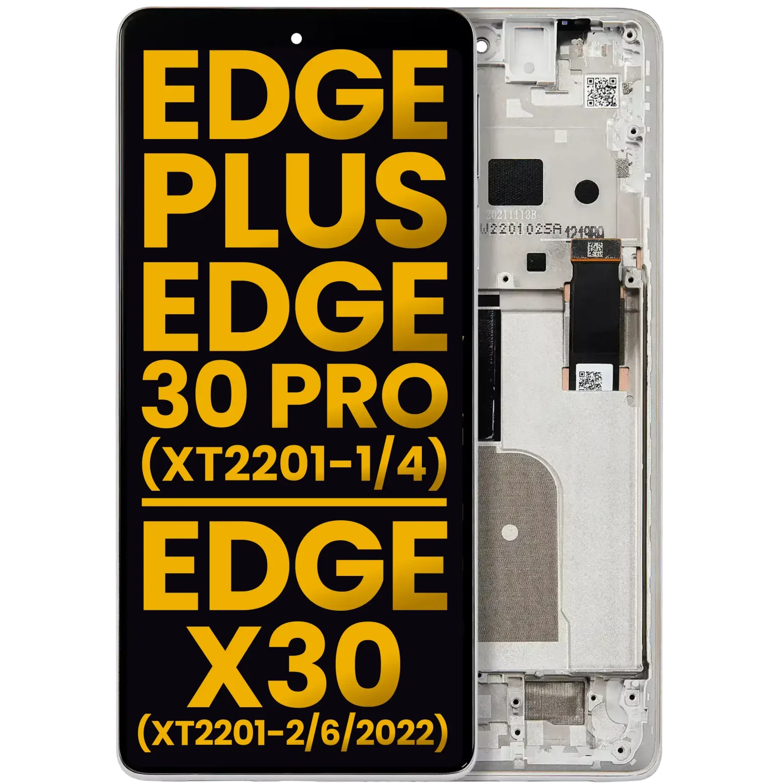 OLED Assembly With Frame For Motorola Moto Edge Plus / Edge 30 Pro (XT2201-1/4) / Edge X30 5G (XT2201-2/6 /2022) (Refurbished) (Stardust White)
