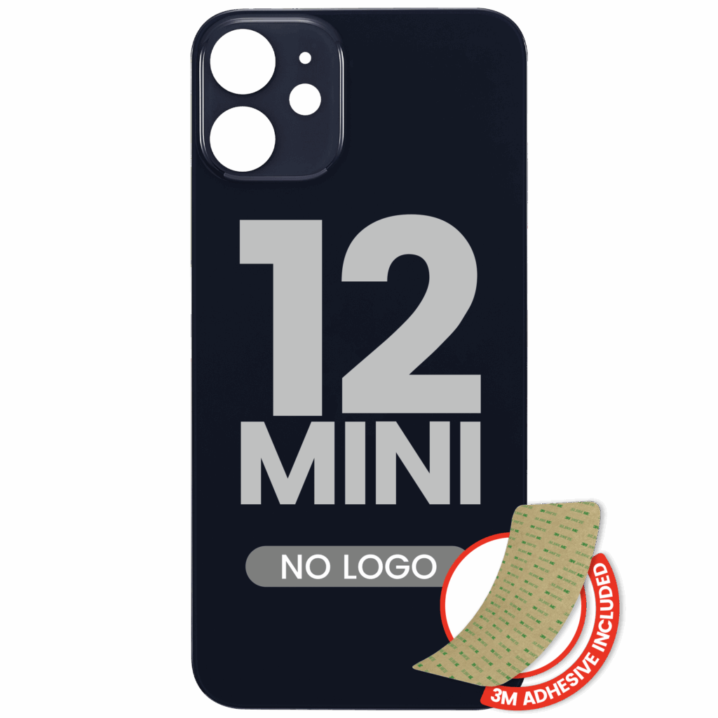 Back Glass With 3M Adhesive For iPhone 12 Mini (No Logo / Large Camera Hole) (Black)
