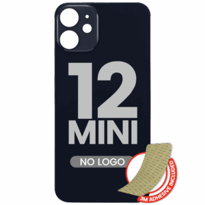Back Glass With 3M Adhesive For iPhone 12 Mini (No Logo / Large Camera Hole) (Black)