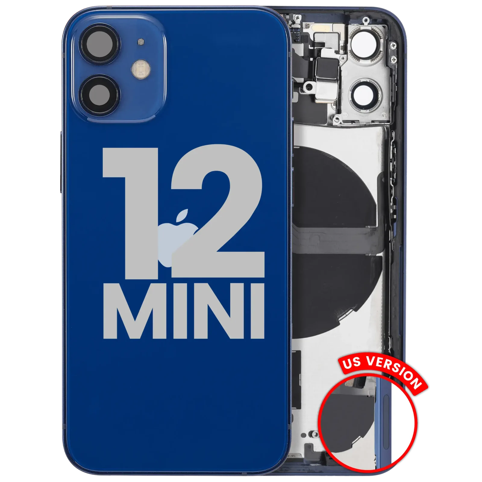 Back Housing W/ Small Parts For iPhone 12 Mini (US Version) (Used OEM Pull: Grade A) (Blue)
